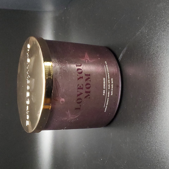 Bath & Body Works Other - Bath&BodyWorks 3-Wick Candle "LOVE YOU MOM" Decorative Label-Scent Pink Lemonade